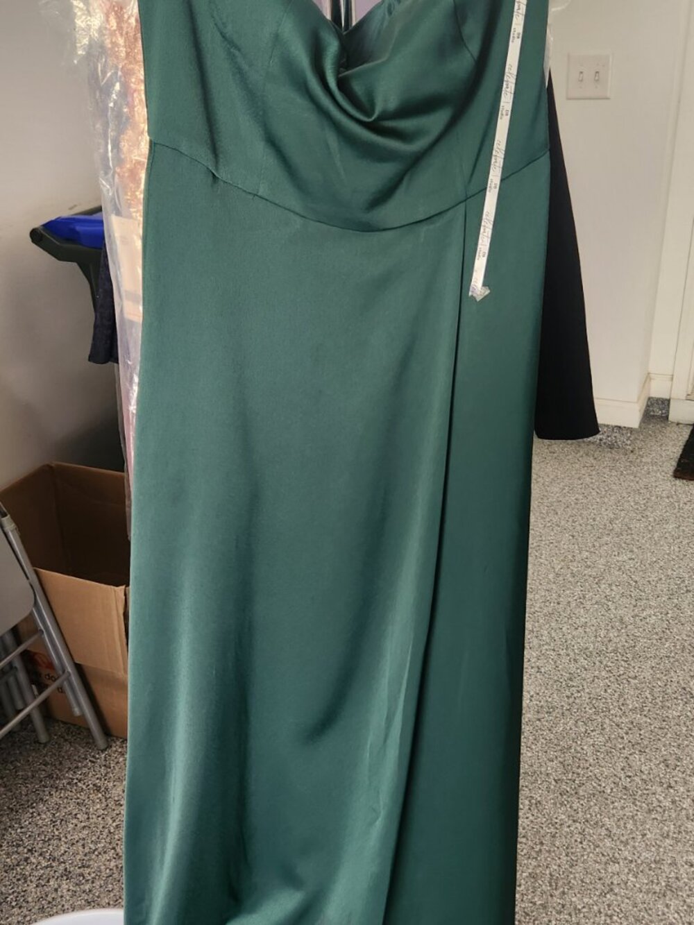 DB Studio F20099 Crepe Back Satin One-Shoulder Bridesmaid Dress in Juniper - Picture 8 of 12